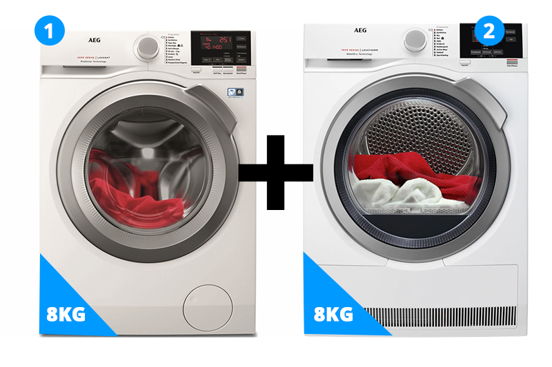 AEG Wasmachine 8 kg + droger 8 kg AEG Wasmachine 8 kg + droger 8 kg