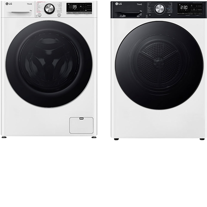 LG Wasmachine 9 kg + Wasdroger 9 kg