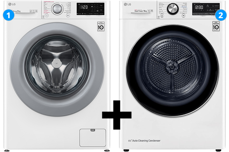 LG Wasmachine 9 kg + Wasdroger 9 kg LG Wasmachine 9 kg + Wasdroger 9 kg