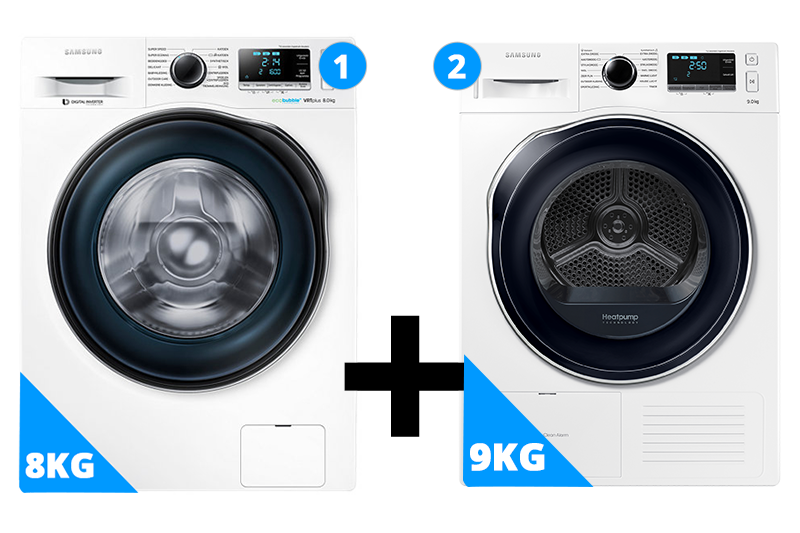 Samsung wasmachine 8 kg + droger 9 kg Samsung wasmachine 8 kg + droger 9 kg